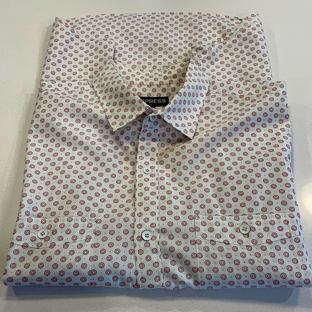 Express floral button down shirt sleeve shirt Large 16-16 1/2